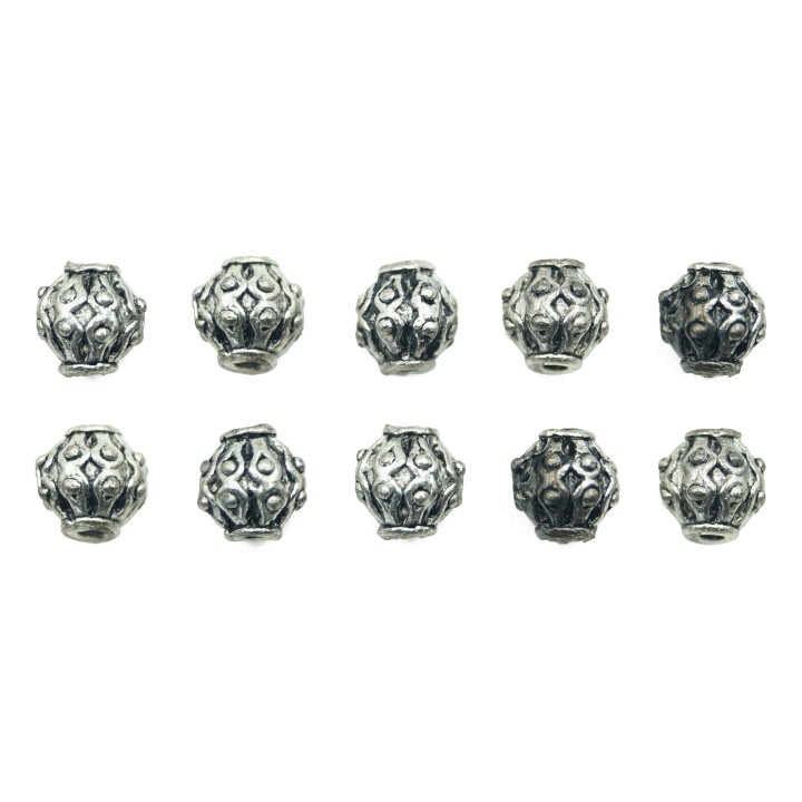 Bola grabada 8mm de pewter para collar pulsera y aretes