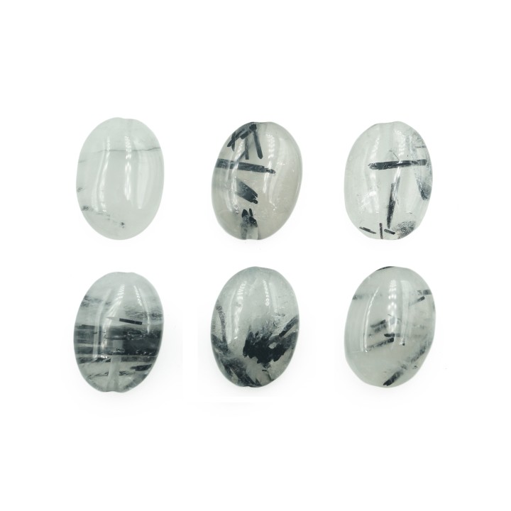 Piedra natural 10x14mm Oval Black Rutilated