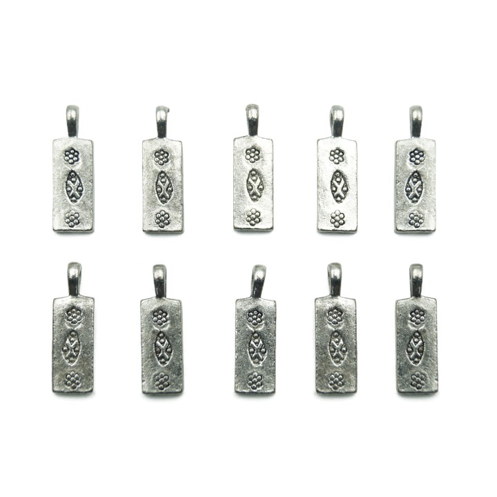 Rectangulo con argolla 19x6mm de pewter para collar pulsera y aretes