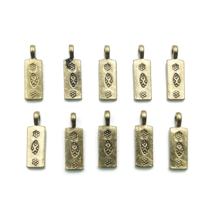 Rectangulo con argolla 19x6mm de pewter para collar pulsera y aretes