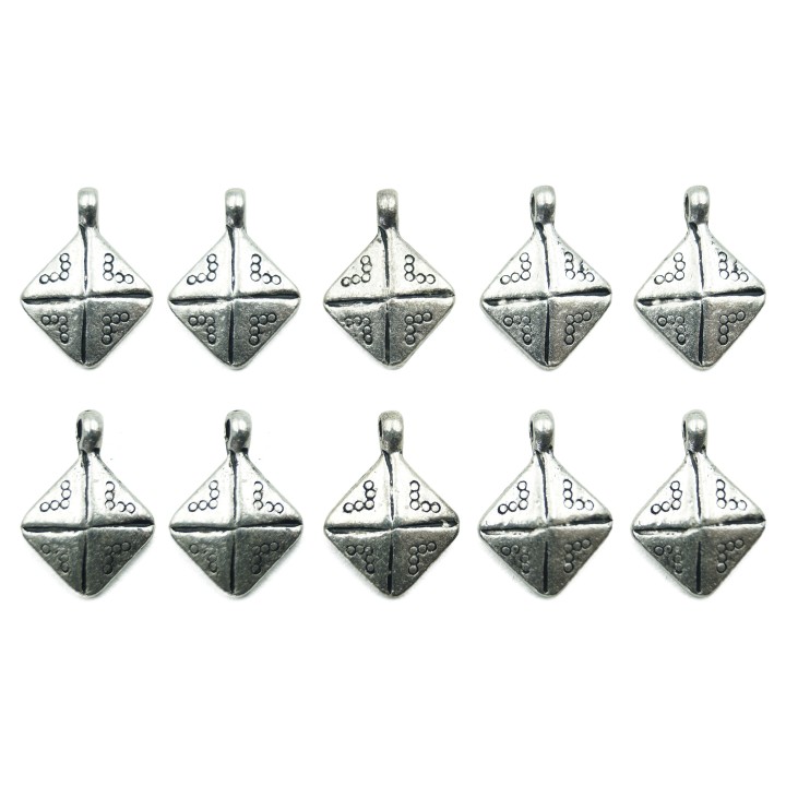 Rombo grabado 18x13mm de pewter para collar pulsera y aretes