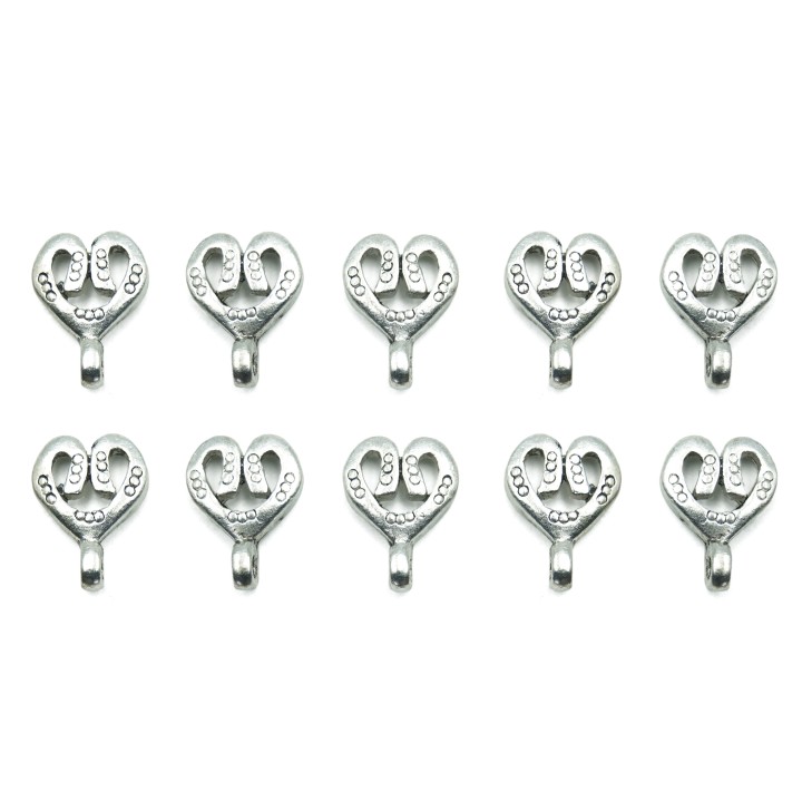 Corazon con argolla 14x11mm de pewter para collar pulsera y aretes