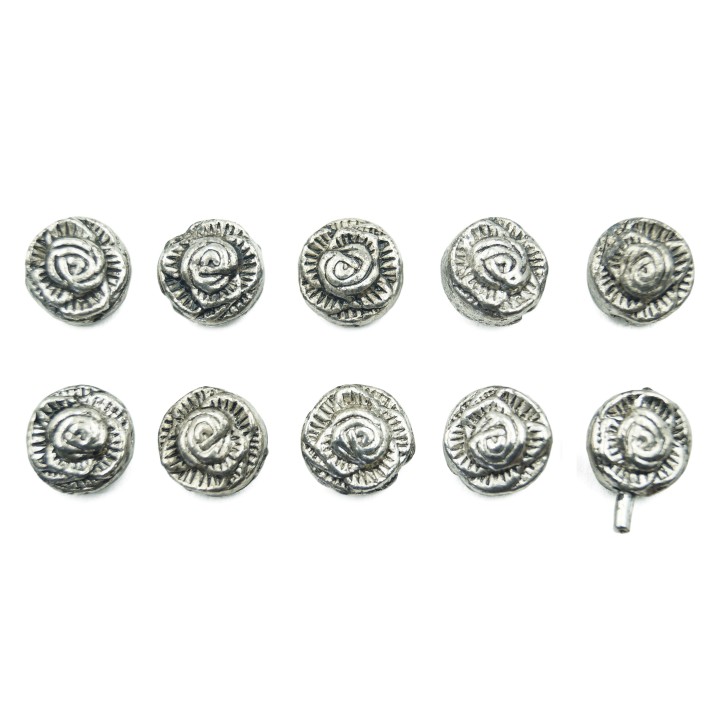 Flor redonda 10x6mm de pewter para collar pulsera y aretes