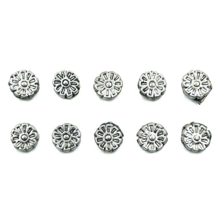 Flor redonda 7mm de pewter para collar pulsera y aretes