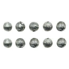 Bola perforada rayada 8mm de pewter para collar pulsera y aretes