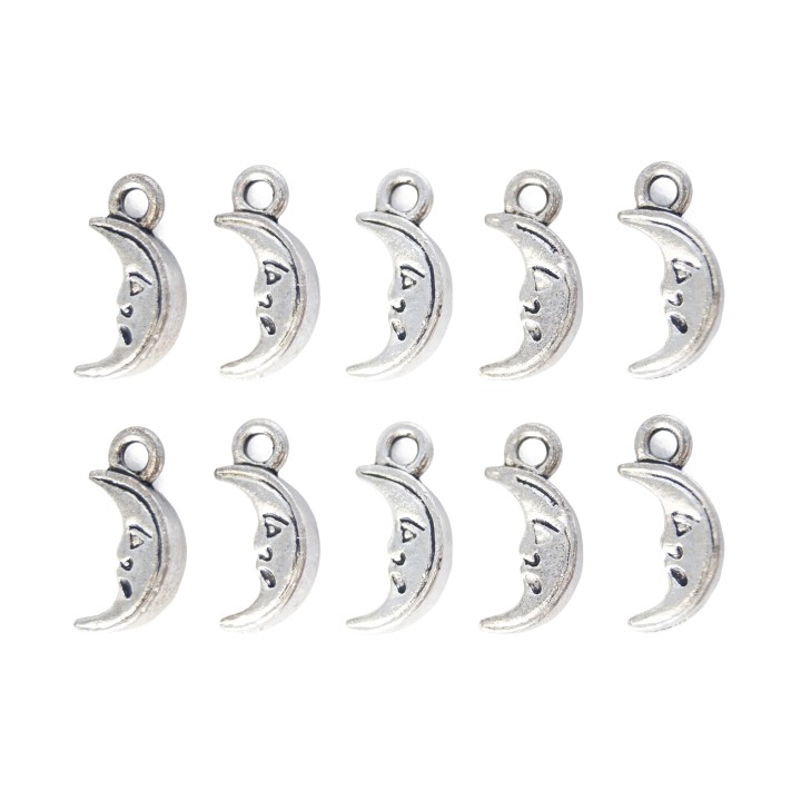 Media luna con argolla 15x7mm de pewter para collar pulsera y aretes