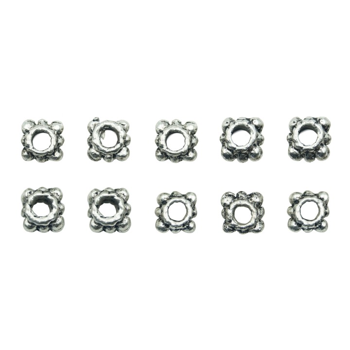 Rondel cuadrado 6x4mm de pewter para collar pulsera y aretes