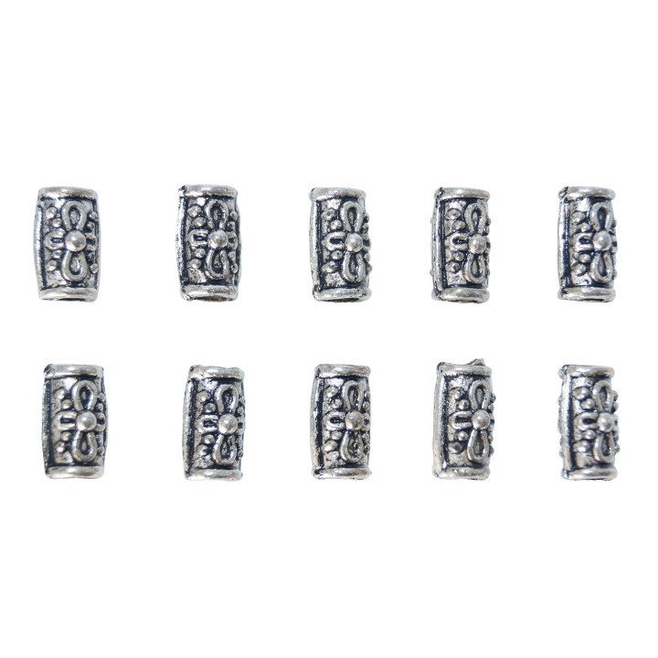 Barril plano 12x8mm de pewter para collar pulsera y aretes