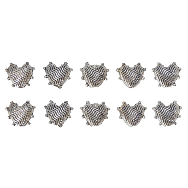 Corazon con rayas 9x4mm de pewter para collar pulsera y aretes