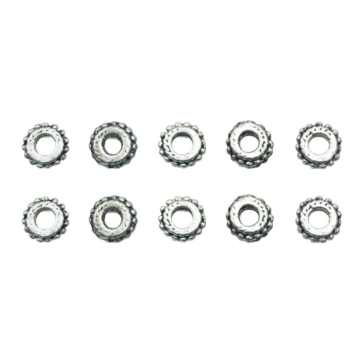 Rondel con figura 8x3mm de pewter para collar pulsera y aretes