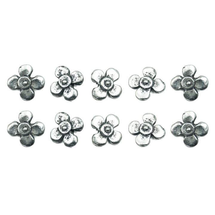 Flor plana 11x3mm de pewter para collar pulsera y aretes