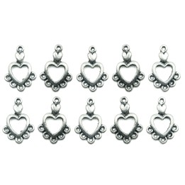 Corazon con corazon y argolla 20x14mm de pewter para collar pulsera y aretes
