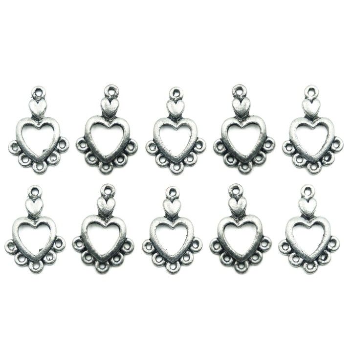 Corazon con corazon y argolla 20x14mm de pewter para collar pulsera y aretes