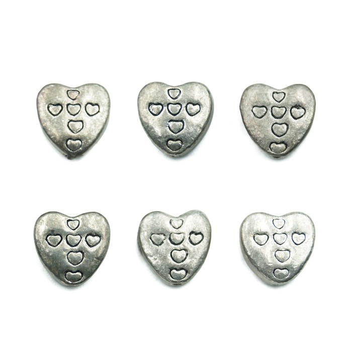 Corazon con corazon 12x5mm de pewter para collar pulsera y aretes