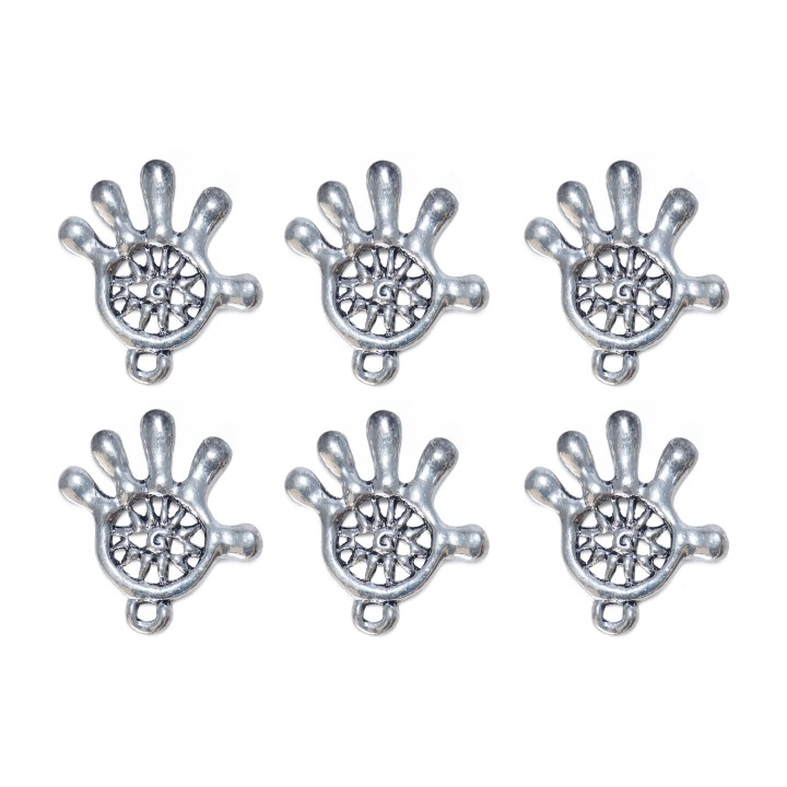 Mano con sol y argolla 25x23mm de pewter para collar pulsera y aretes