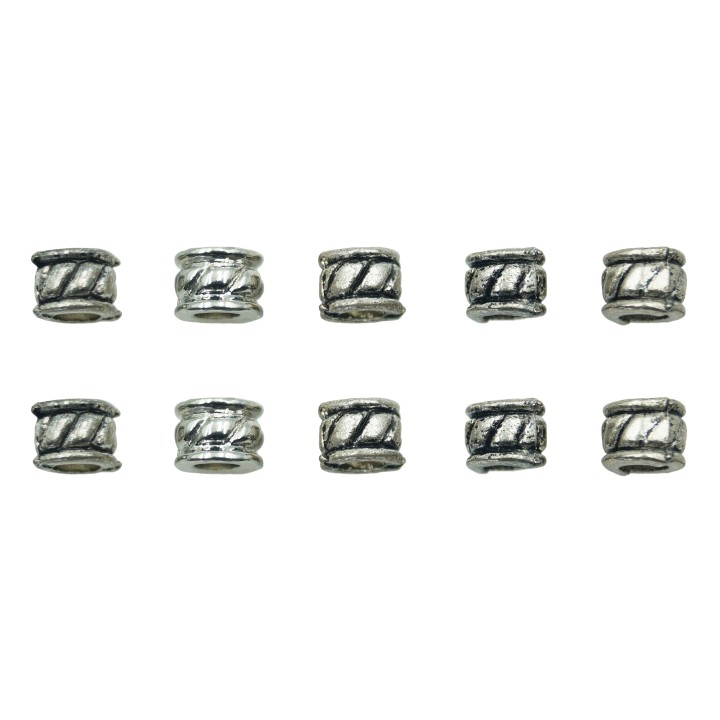 Barril grabado 7x5mm de pewter para collar pulsera y aretes