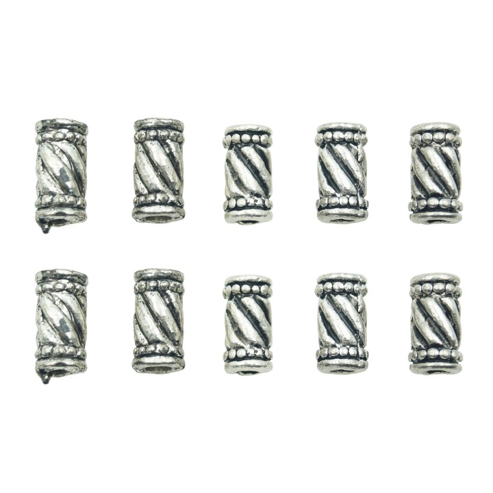 Cilindro grabado 11x6mm de pewter para collar pulsera y aretes