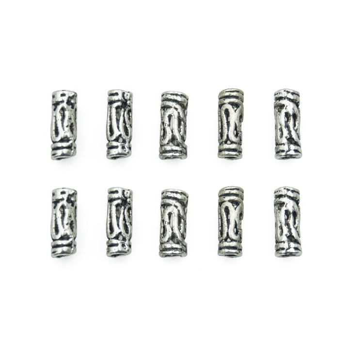 Cilindro grabado 12x5mm de pewter para collar pulsera y aretes