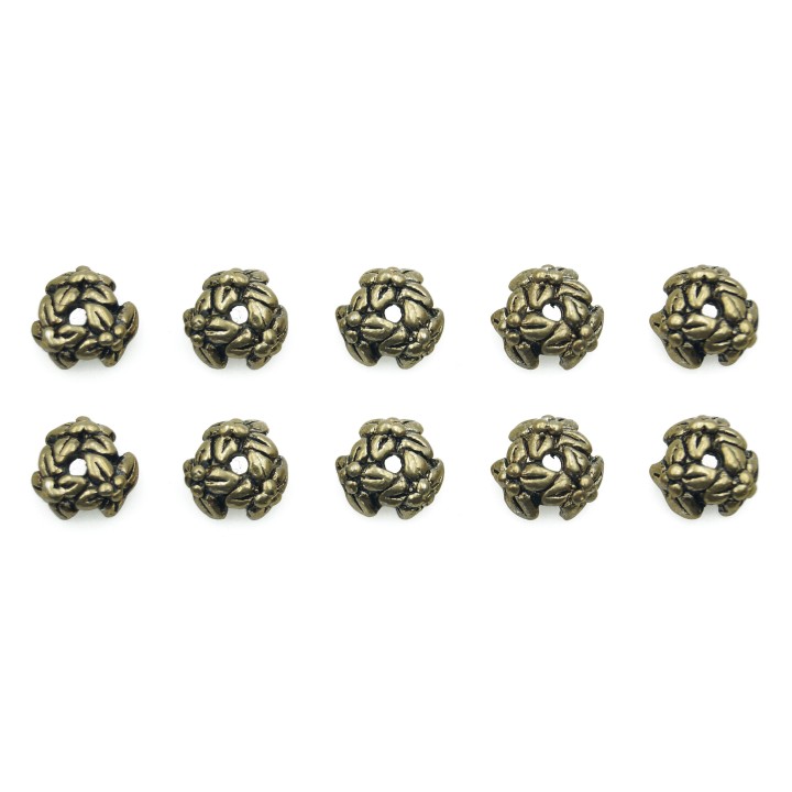 Casquillo forma de hojas 7x4mm de pewter para collar pulsera y aretes
