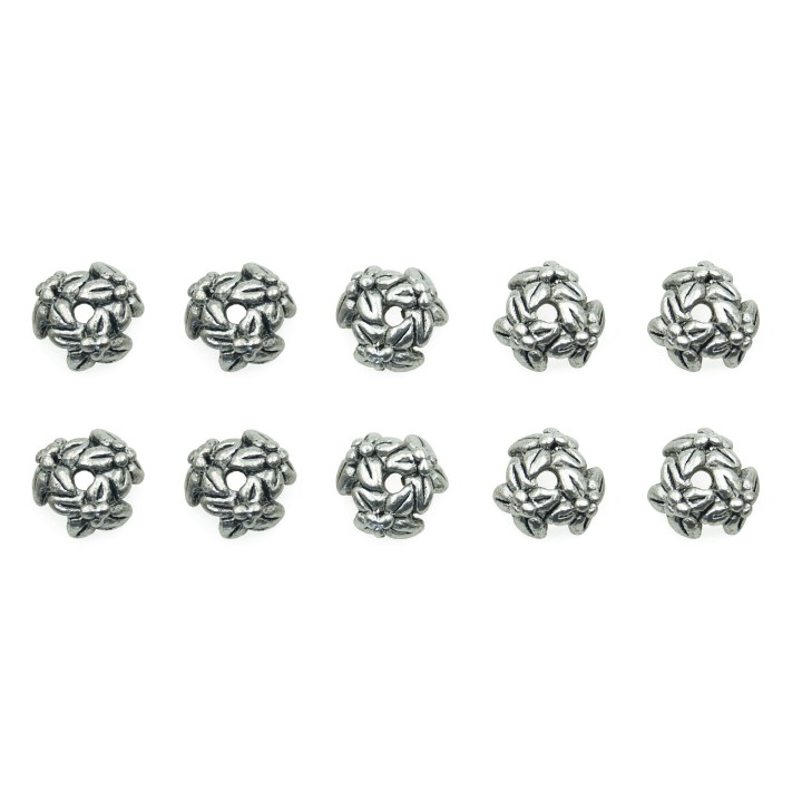 Casquillo forma de hojas 7x4mm de pewter para collar pulsera y aretes