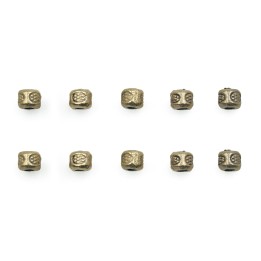 Cubo grabado 4mm de pewter para collar pulsera y aretes