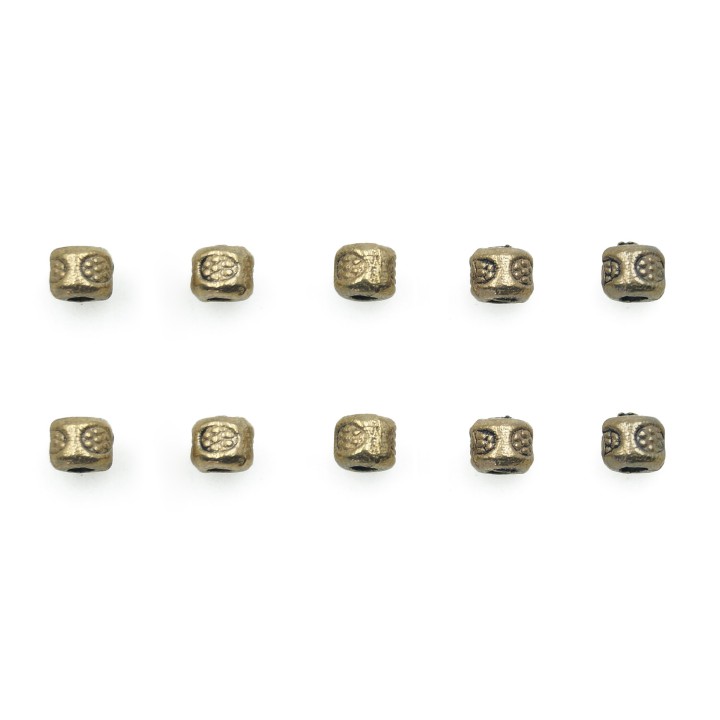 Cubo grabado 4mm de pewter para collar pulsera y aretes