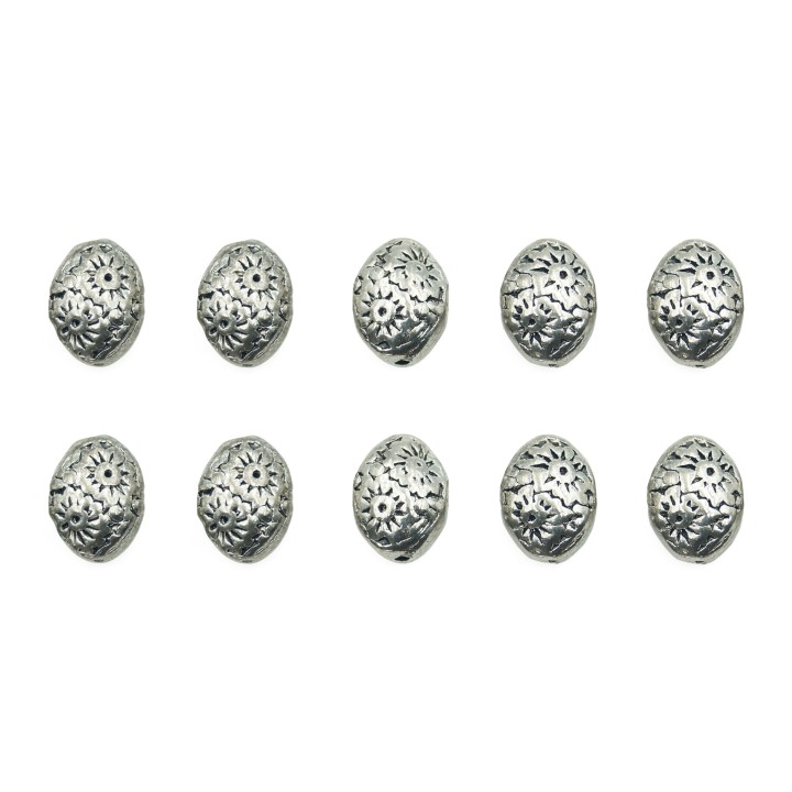 Oval grabado 9x7mm de pewter para collar pulsera y aretes