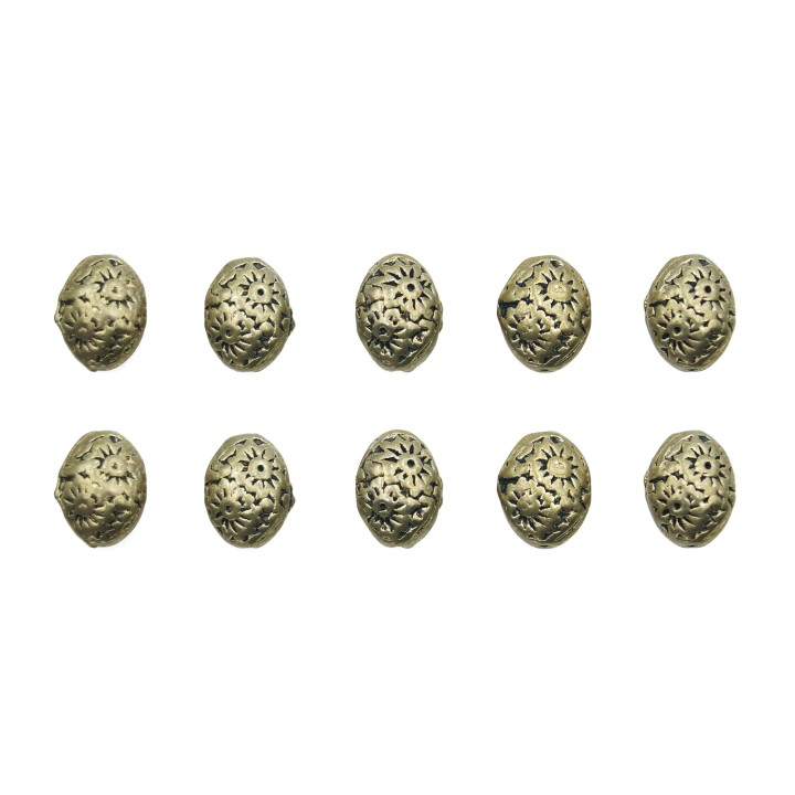 Oval grabado 9x7mm de pewter para collar pulsera y aretes
