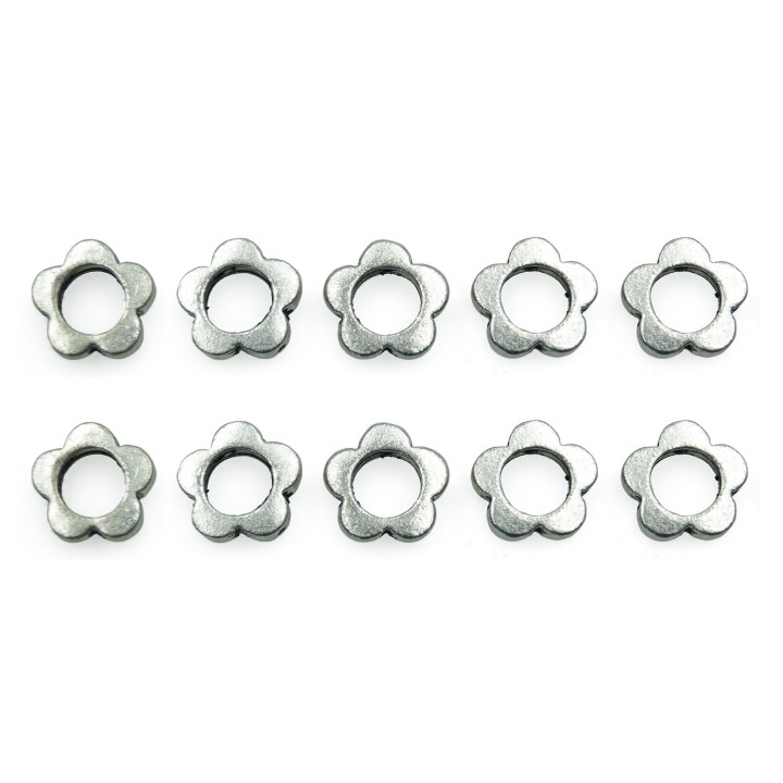 Flor con perforacion al centro 11x3mm de pewter para collar pulsera y aretes