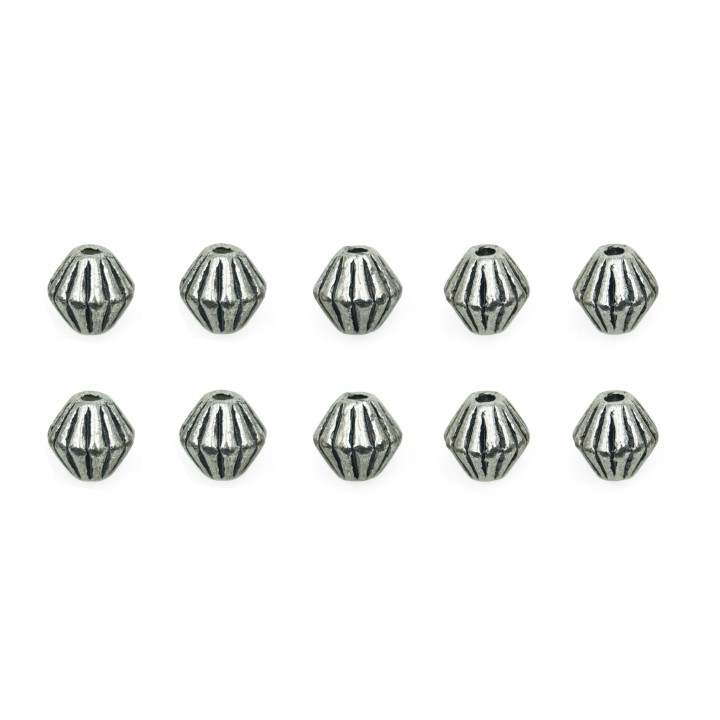 Trompo rayado 6mm de pewter para collar pulsera y aretes