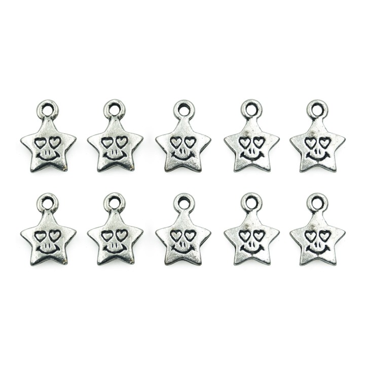 Estrella con carita 15x12mm de pewter para collar pulsera y aretes