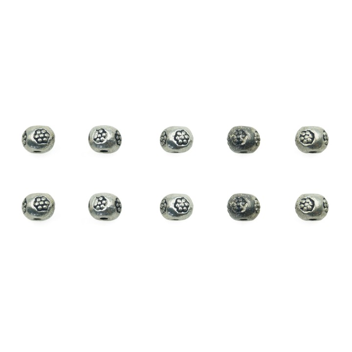 Redondo grabado 5x4mm de pewter para collar pulsera y aretes