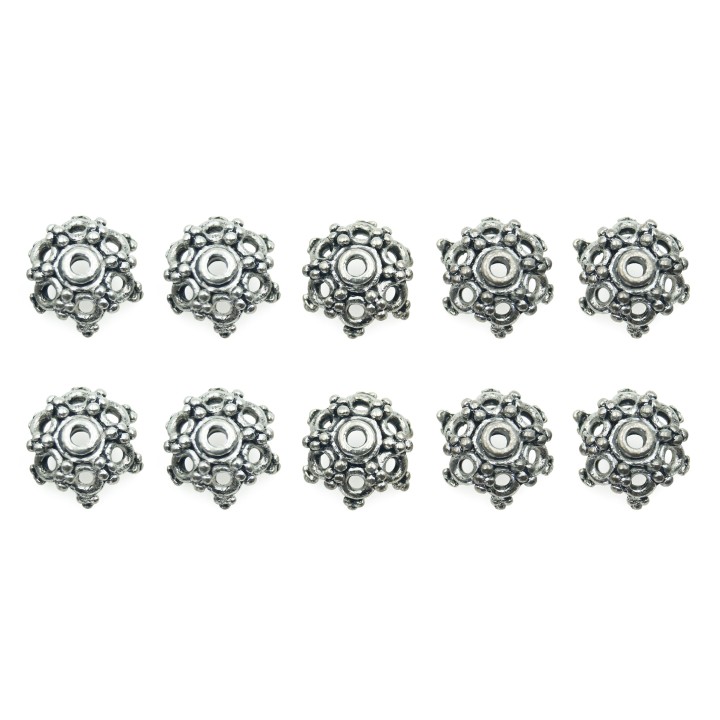Casquillo grabado 13x6mm de pewter para collar pulsera y aretes