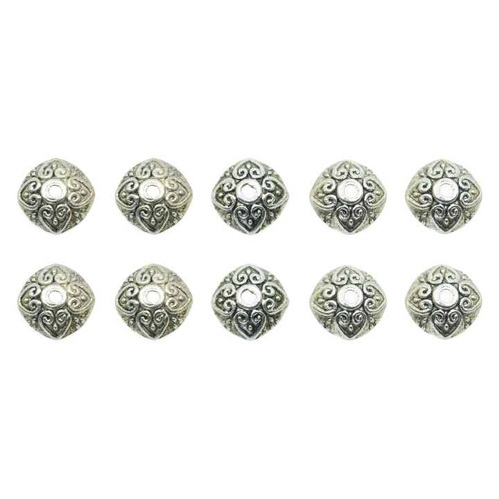 Casquillo grabado 10x6mm de pewter para collar pulsera y aretes