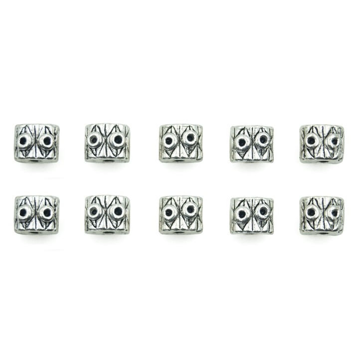 Rectangulo grabado 8x7mm de pewter para collar pulsera y aretes