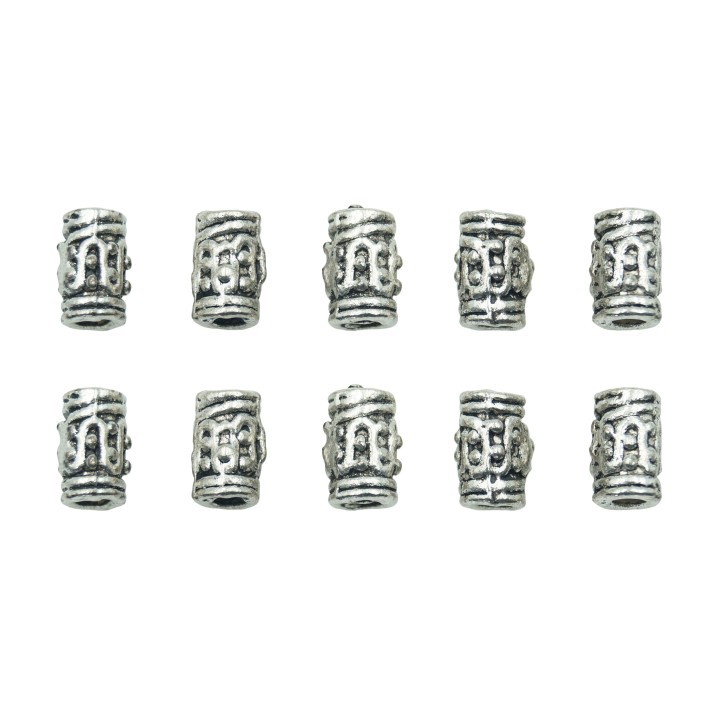 Cilindro grabado 11x7mm de pewter para collar pulsera y aretes