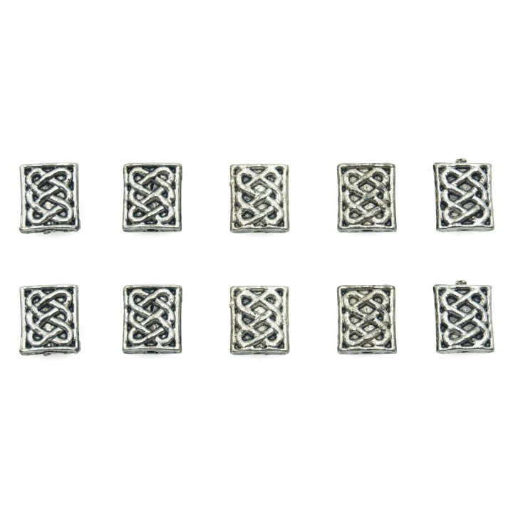 Rectangulo grabado 10x8mm de pewter para collar pulsera y aretes