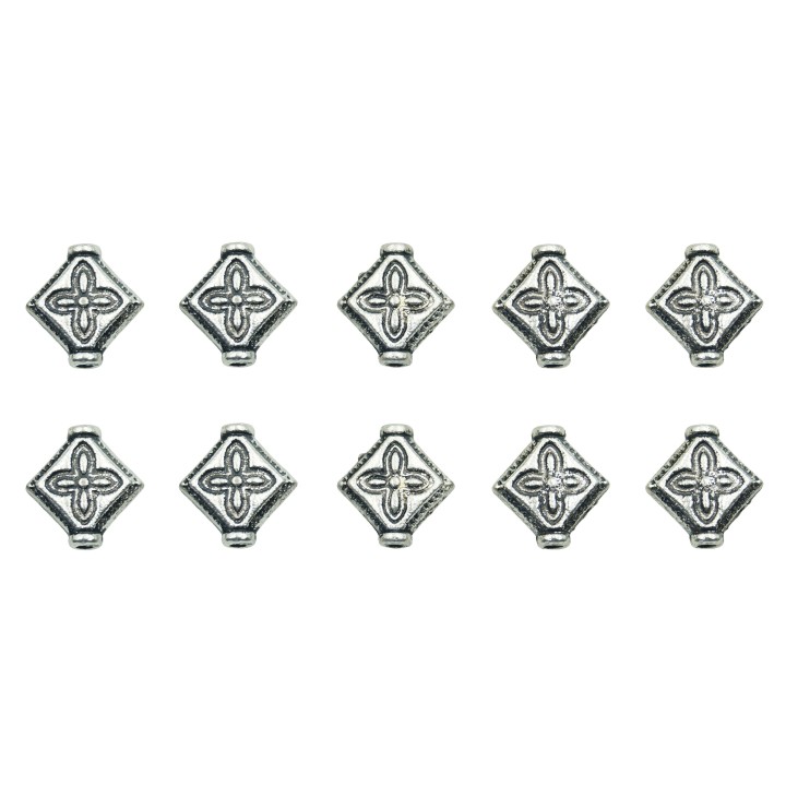 Cocol grabado 10x4mm de pewter para collar pulsera y aretes