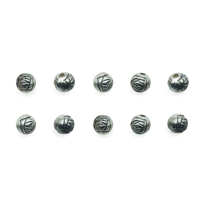 Bola con flor 6mm de plastico para collar pulsera y aretes