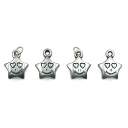 Estrella con cara y argolla 16x12x5mm de plastico para collar pulsera y aretes