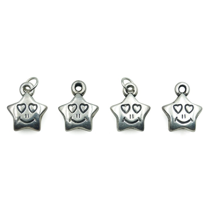 Estrella con cara y argolla 16x12x5mm de plastico para collar pulsera y aretes