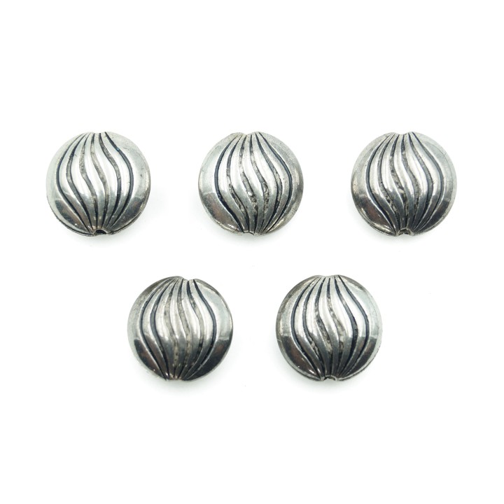 Redondo plano grabado 15x7mm de plastico para collar pulsera y aretes
