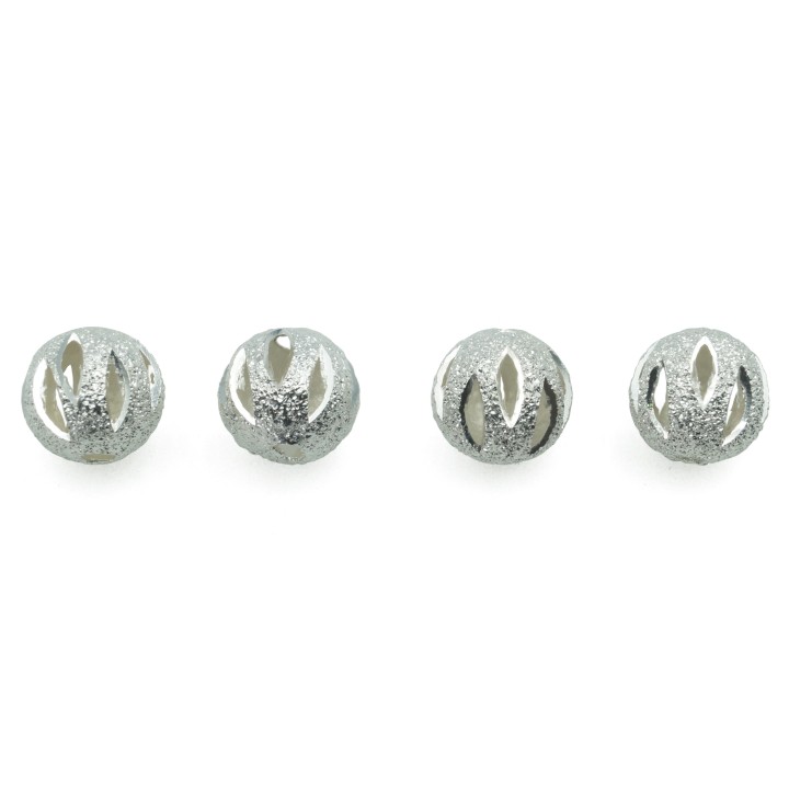 Bola perforada 8mm de laton para collar y pulsera plateado