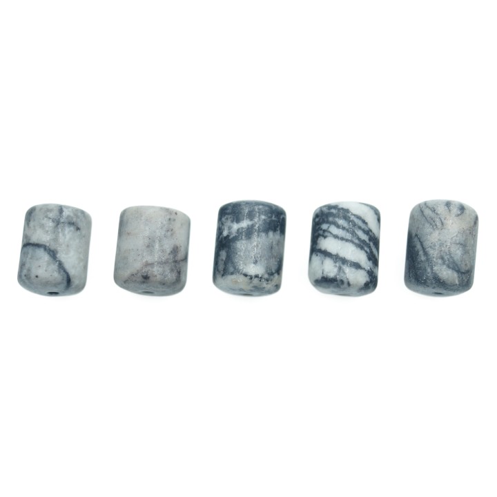 Piedra Natural 10x8mm Cilindro Black Picaso