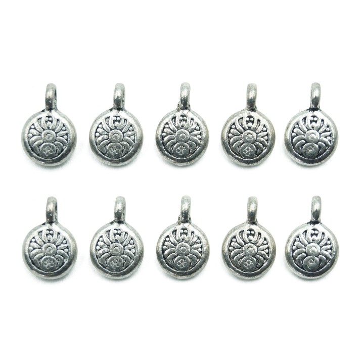 Redondo con argolla y figuras 12x9mm de pewter para collar pulsera y aretes