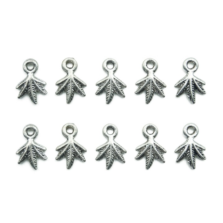 Hojas con argolla 13x9mm de pewter para collar pulsera y aretes