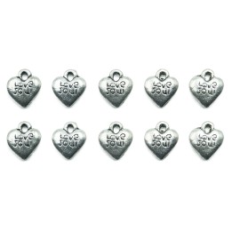 Corazon con argolla 12x10mm de pewter para collar pulsera y aretes