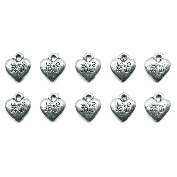 Corazon con argolla 12x10mm de pewter para collar pulsera y aretes