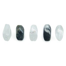 Piedra Natural 6x12mm Ovoide Twister Greey Agate