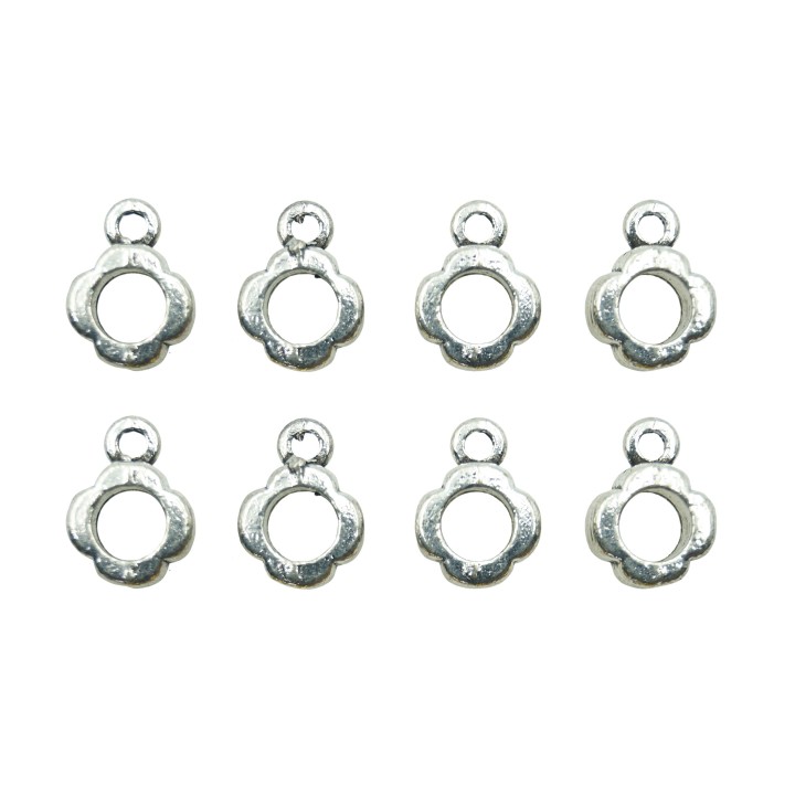 Flor con argolla 12x10mm de pewter para collar y pulsera